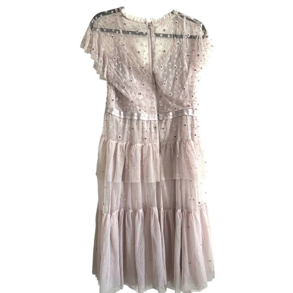 NEEDLE & THREAD Anthropologie Mirage Lilac Fairycore Beaded Tulle Midi Dress 10 - Picture 5 of 6